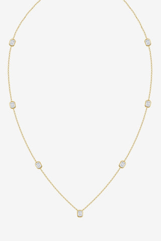 9k YG 0.75ct Emerald-Cut Lab-Grown Diamonds-By-The-Yard Necklace