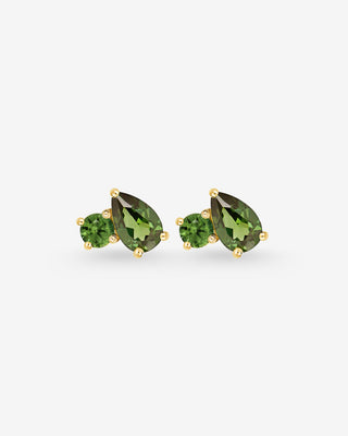 9k Yellow Gold Teal Sapphire Toi Et Moi Earrings
