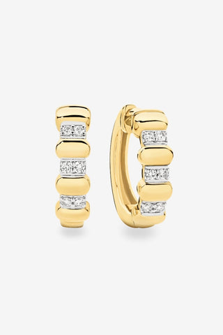 9k YG 0.10ct Natural Diamond Huggie Earrings
