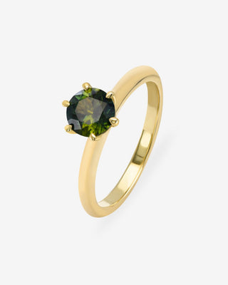 9k Yellow Gold 1.01ct Round Brilliant Cut Teal Australian Sapphire Ring