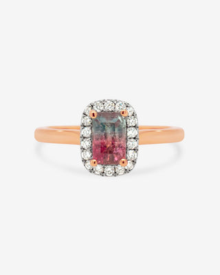 9k Rose & White Gold Bi-Coloured Tourmaline & Diamond Ring