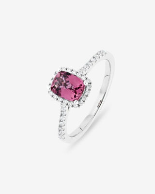 9k White Gold Pink Tourmaline & Diamond Ring