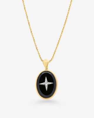 9k Yellow Gold Black Onyx & Diamond Enhancer