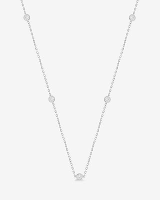 9k White Gold 7 x Lab-grown Diamond Bezel Set Necklace