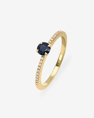 18k Yellow Gold 0.33ct Round Brilliant Cut Blue Sapphire & Diamond Ring