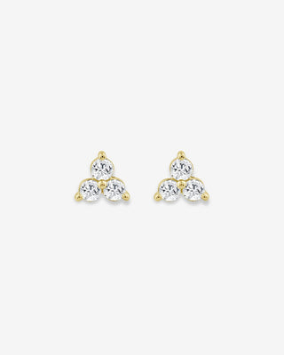 9k Yellow Gold Lab-Grown Diamond Studs - 3 Diamonds Each Ear Total 0.50ct