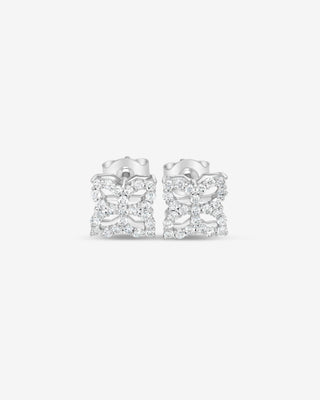 9k White Gold Natural Diamond-Set Flower Studs