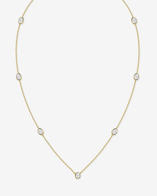 9k Yellow Gold 7 Oval Lab-grown Diamond Fine Necklace