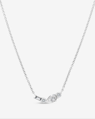 9k White Gold 0.25ct Diamond Bar Cluster Necklace - 45cm
