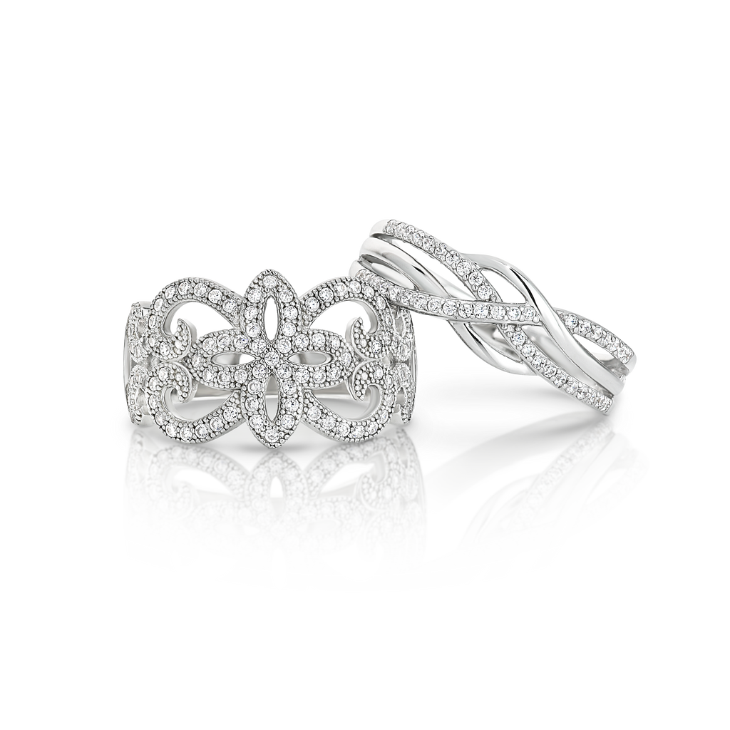 Rings collection featuring white and pink diamonds, gemstones, gold and silver rings, men's rings, and women's wedding and eternity bands.