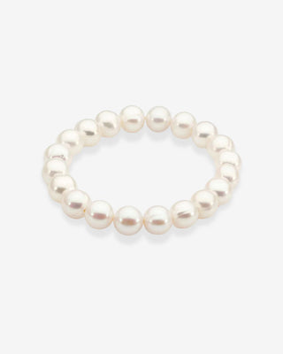 White Off-Round 9.5-10.5mm Freshwater Cultured Pearl Elastic Bracelet - 19cm