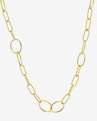 9k Yellow Gold (Silver Filled) Paper Clip & Circles Necklace - 45cm