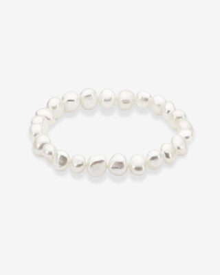 White 7.5- 8.5mm Keshi Freshwater Pearl Elastic Bracelet - 19cm