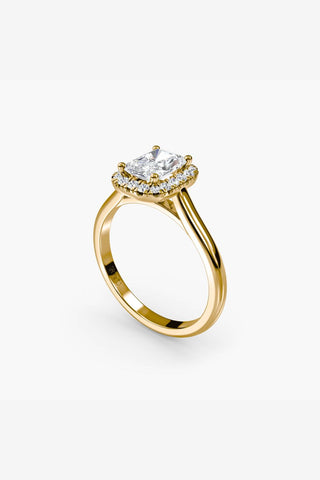 Indie - Emerald Halo Engagement Ring