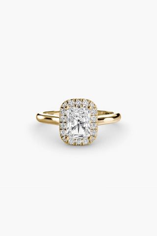 Indie - Emerald Halo Engagement Ring