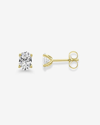 18k Yellow Gold 1.00ct Lab-grown Oval Diamond Studs