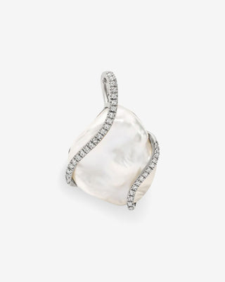 Sterling Silver 18mm Freshwater Pearl & White Cubic Zirconia Pendant