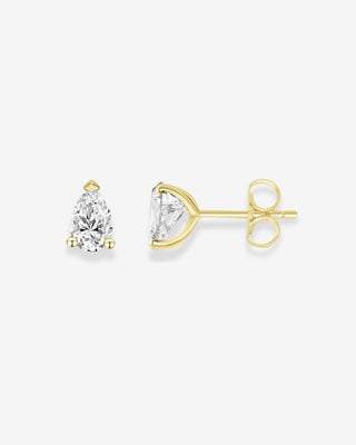 18k Yellow Gold 1.00ct Lab-grown Pear Shaped Diamond Studs