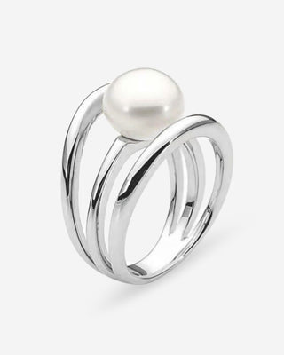 Sterling Silver 10-10.5mm White Freshwater Cultured Button Pearl Ring