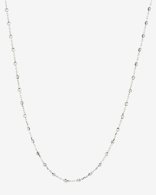9k White Gold Cable Necklace With Diamond-Cut Beads