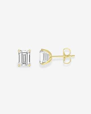 18k Yellow Gold 1.00ct Lab-grown Diamond Emerald Studs
