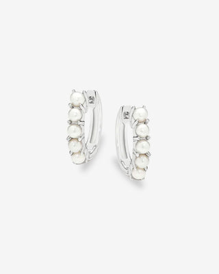 Sterling Silver White Button 2.5-3mm x5pcs Freshwater Pearl Huggy Earrings