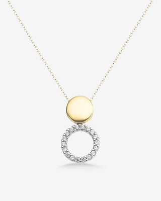 9k Yellow & White Gold Double Circle Pendant