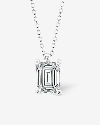 Odessa 18k white gold pendant with 0.70ct emerald-cut lab-grown diamond