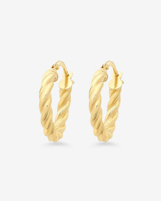 9k Yellow Gold Silver-Filled Twisted Hoop Earrings - Large