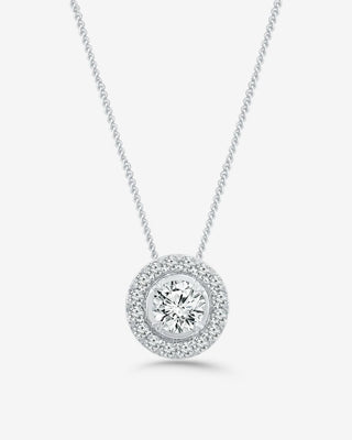 10k White Gold Lab-grown Diamond Halo Pendant
