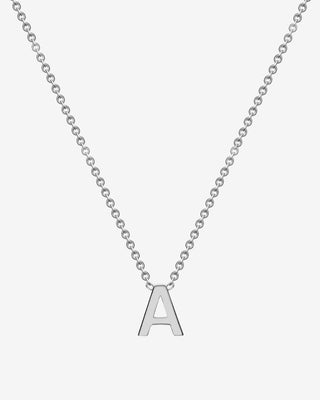9k White Gold Petite Initial Necklace