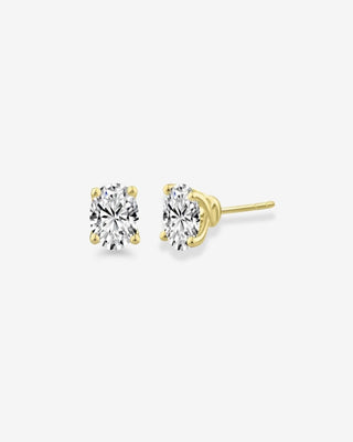 18k Yellow Gold 1.40ct Lab-grown Oval Diamond Earrings