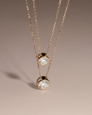 9k Yellow Gold 1.00ct Bezel Set Round Brilliant Cut Lab-Grown Diamond Slider Pendant