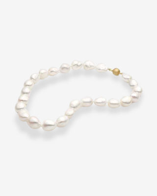 9k Yellow Gold White 11.5-13mm Keshi Freshwater Strand of Pearls