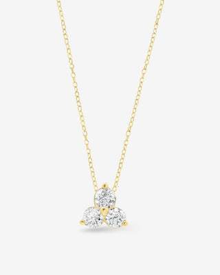 9k Yellow Gold 0.50ct 3 Round Brilliant Cut Lab-grown Diamond Cluster Necklace