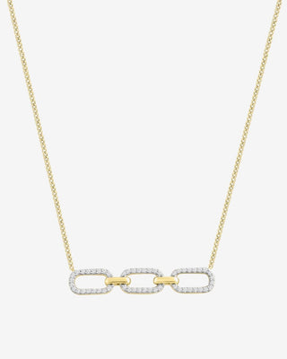 9k Yellow & White Gold Diamond Set Paperclip Necklace