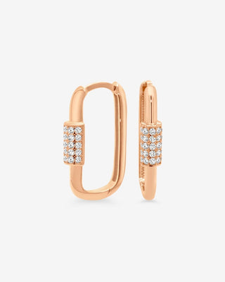 9k Rose Gold White Cubic Zirconia Paperclip Earrings
