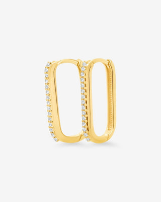 9k Yellow Gold White Cubic Zirconia Large Paperclip Huggies