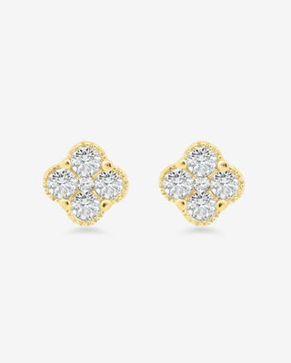 NEW 9k Yellow Gold 10 Lab-grown Diamond 0.50ct Clover Stud Earrings