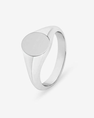 9k White Gold Oval Signet Ring