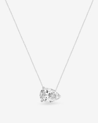 9k White Gold Pear Shaped Lab-Grown Diamond Pendant / Necklace