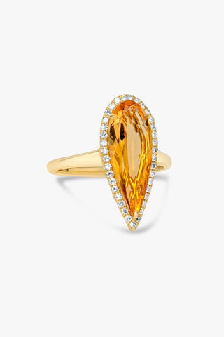 Teardrop Citrine & Diamond Ring