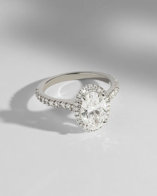 Hayley - Oval Halo Engagement Ring + Diamond Shoulders