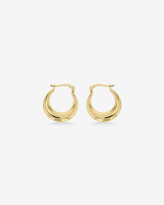 9k Yellow Gold Crescent Hoop Earrings