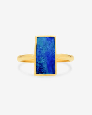 9k Yellow Gold Lightning Ridge Doublet Opal Ring