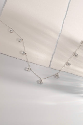 9k White Gold 45 Diamond 1.50ct Clover Necklace