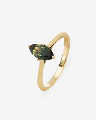 9k Yellow Gold 1.02ct Marquise-Cut Parti Sapphire Solitaire Ring