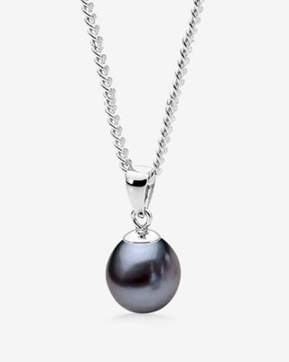 925 Sterling Silver Black Dyed 10-10.5mm Freshwater Cultured Pearl Pendant