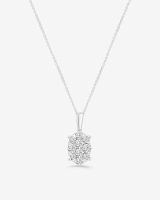 9k White Gold 0.50ct Oval Shaped Diamond Cluster Necklace