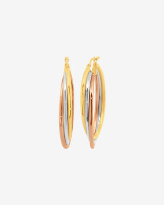 9k Three Tone 30mm Twist Hoops